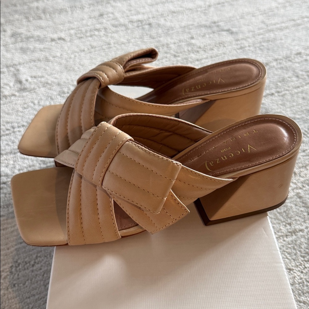 Women's Tan Slide Sandals - Picture 2 of 4